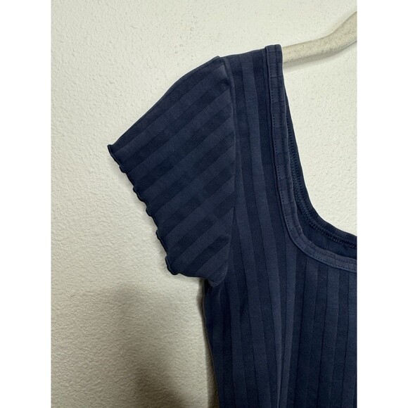 Aerie OFFLINE Small OG Groove Crop Top Blue Short Sleeve Lettuce Trim Ribbed NWT - Picture 5 of 12